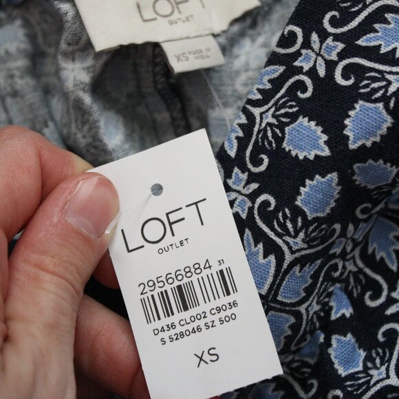 NWT LOFT Outlet Casual Dark Blue Linen Blend Skirt - Picture 3 of 4